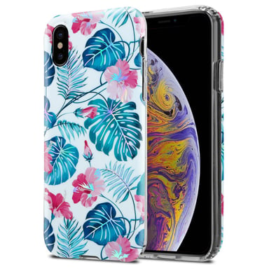 Coque pour Apple iPhone XS MAX en FEUILLES DE TORTUE Housse de protection Étui en silicone TPU avec motif floral