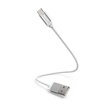 Câble de chargement/synchronisation, USB Type-C, 0,2 m, blanc