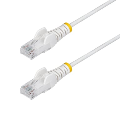 StarTech.com Cable de Red Ethernet CAT6 Delgado sin Enganches Blanco de 1,5m - Cable RJ45 Snagless Slim de 28AWG - Alambre de Cobre Puro - PoE 100W -