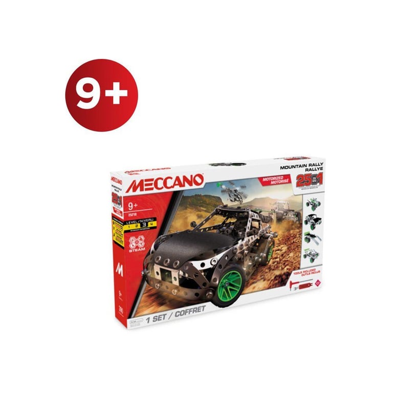 MECCANO Mountain Rally Set de construction 25 en 1 390 pièces métal 2 outils ergonomiques Rouge Blanc Noir Vert - Neuf