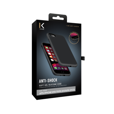 Coque antichoc en gel de silicone doux pour Apple iPhone 7/8/SE 2020/SE 2022, Noir satin