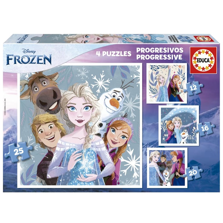 Puzzles Evolutifs La Reine des Neiges 4 Puzzles Amusants pour Enfants Neuf