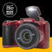 KODAK Pixpro Astro Zoom AZ255 + scheda di memoria SD da 32 GB - Fotocamera digitale bridge da 16 MP, zoom 25X, video HD 1080p, grandangolo 24 mm, LCD 3'', batteria AA - Rosso