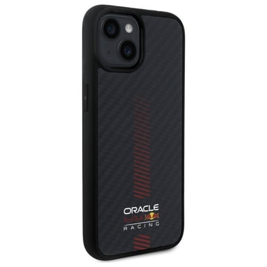 Custodia Red Bull per iPhone 14 6,1'' Custodia rigida nera in fibra di carbonio Power Bar MagSafe