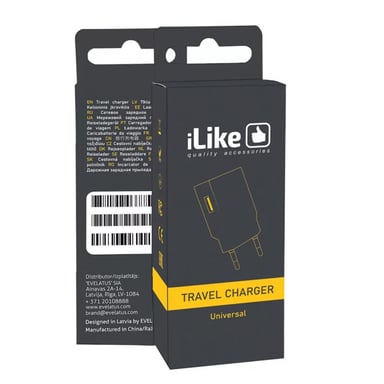 iLike ITC01 Cargador de enchufe USB 1A Universal para todos los dispositivos electrónicos móviles y domésticos 4,7-5,2 V Negro