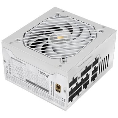 Fuente de Alimentación Mars Gaming MPB1000SIM- 1000W- Ventilador 14cm- 80 Plus Gold- Blanca