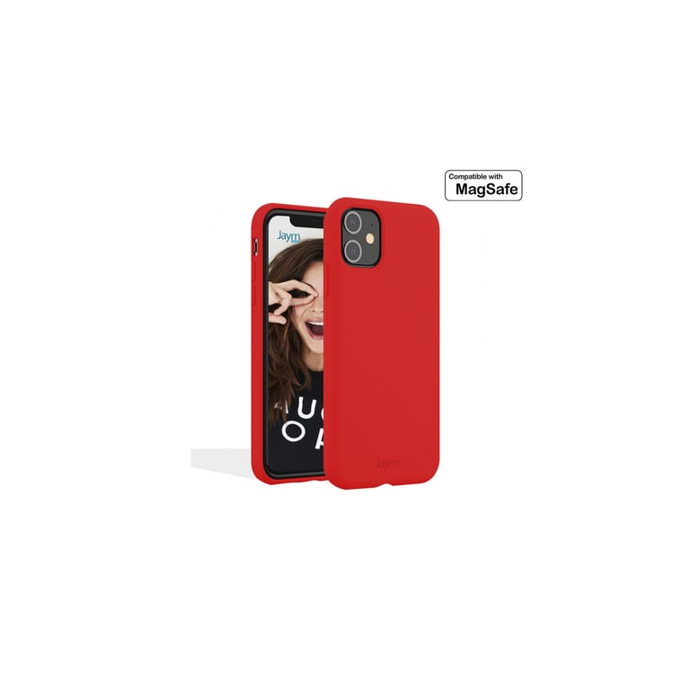 JAYM - Coque Silicone Premium Rouge pour Apple iPhone 15 Plus [Compatible Magsafe] 100% Silicone et Microfibre - Renforcée et Ultra Doux
