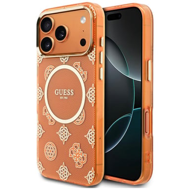Étui Guess IML Peony Dot MagSafe pour iPhone 17 Pro Max, orange