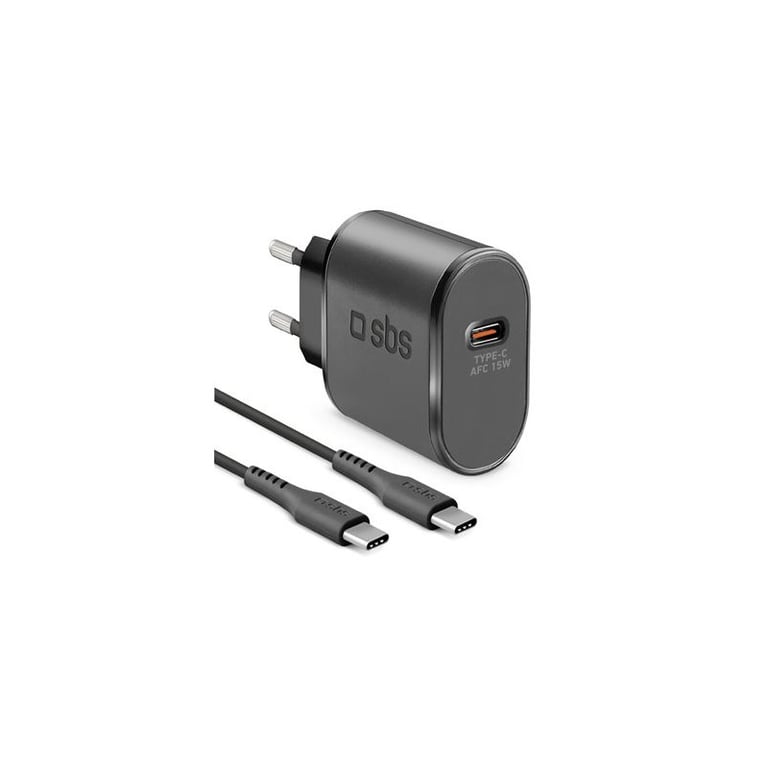 SBS Kit avec chargeur secteur 15W et câble USB C USB C Noir - vue 2