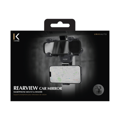 Supporto per smartphone per specchietto retrovisore, nero