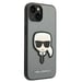 Funda Karl Lagerfeld para iPhone 14 Plus 6.7'' Funda rígida plateada Saffiano Karl`s Head Patch