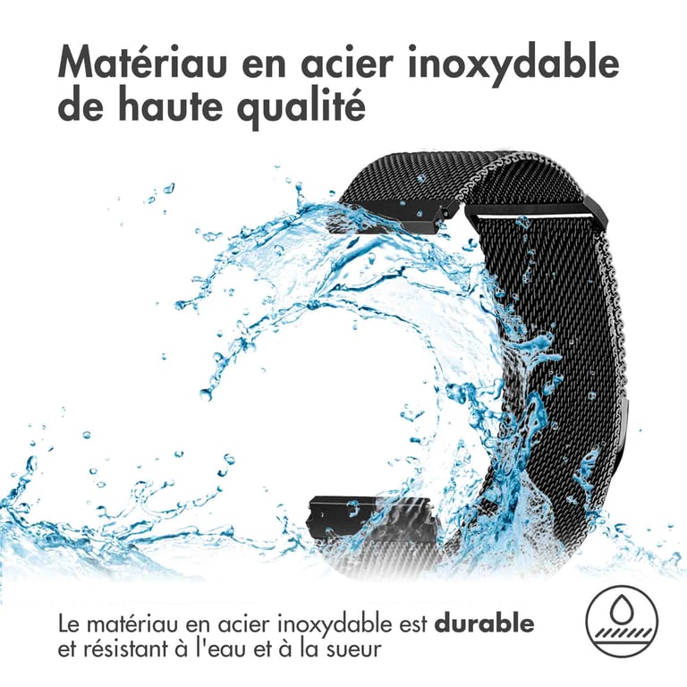imoshion Bracelet magnétique milanais - Connexion universelle 22 mm - Taille S - Noir - Neuf