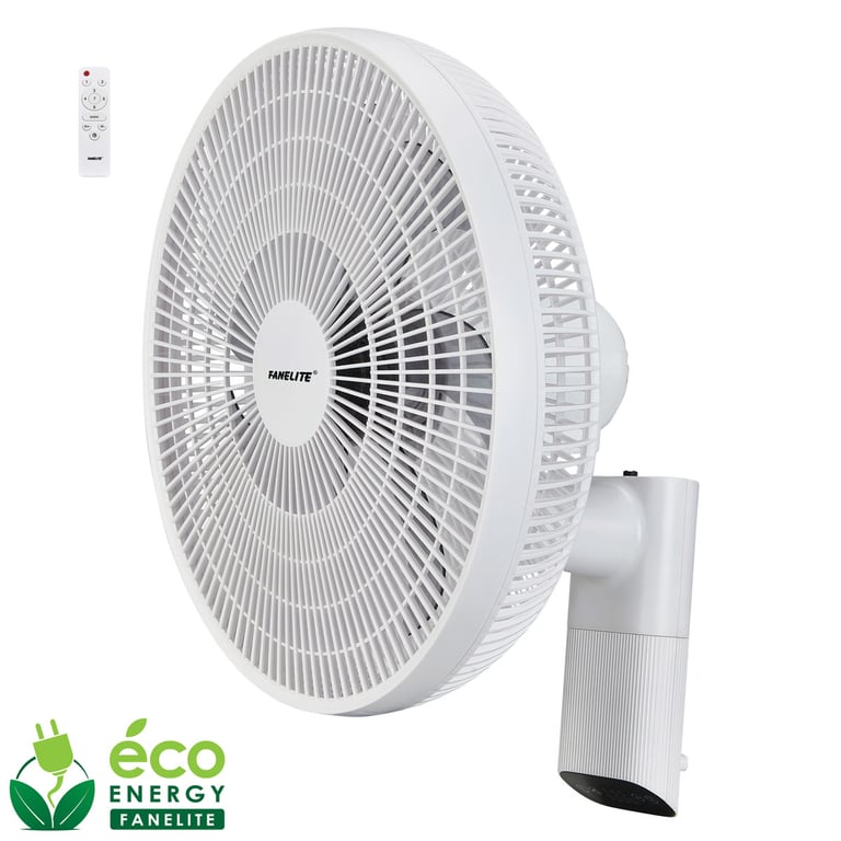 Fanelite - Ventilateur mural FW40-DC - Moteur DC - Hélice 40 cm - 7 vitesses - Oscillant ou fixe - 28W - Silencieux - Neuf