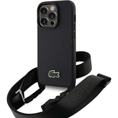 Étui Lacoste pour iPhone 14 Pro 6.1'' noir étui rigide Iconic Petit Pique Crossbody