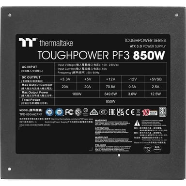 THERMALTAKE - Toughpower 850W PF3 - Alimentation PC - 850W - 80+ Platinium