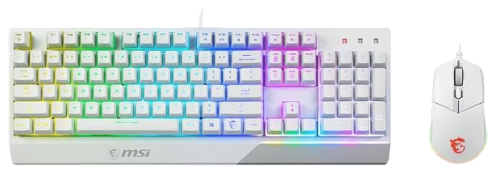 Clavier + Souris - AZERTY - MSI - Vigor GK30 Combo White FR - Ru00e9trou00e9clairu00e9 - Blanc