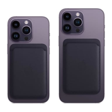 Porte-cartes en cuir avec MagSafe pour iPhone - Orange