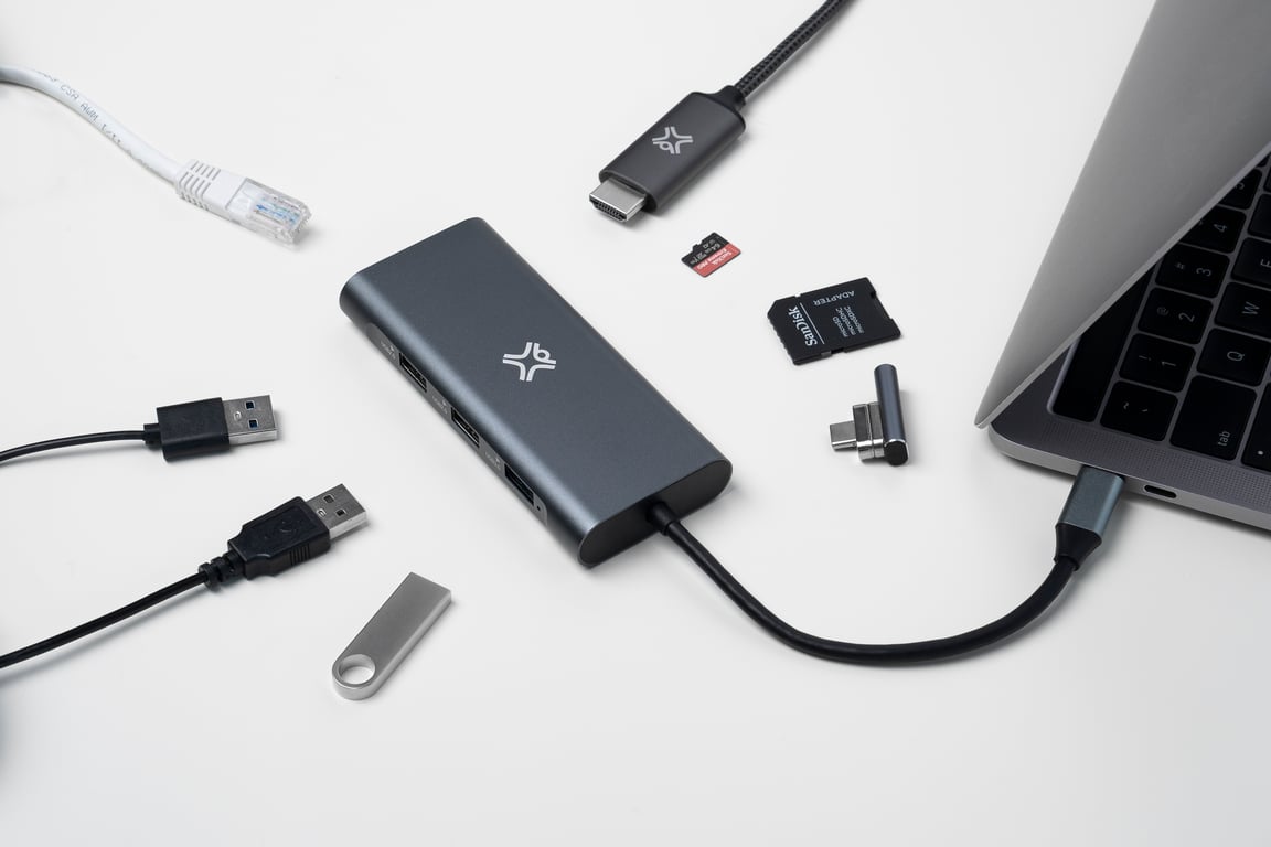 HUB TYPE-C - 8 PORTS Ethernet, HDMI, cartes SD/MSD, USB-C PD 100W, 3* USB 3.0