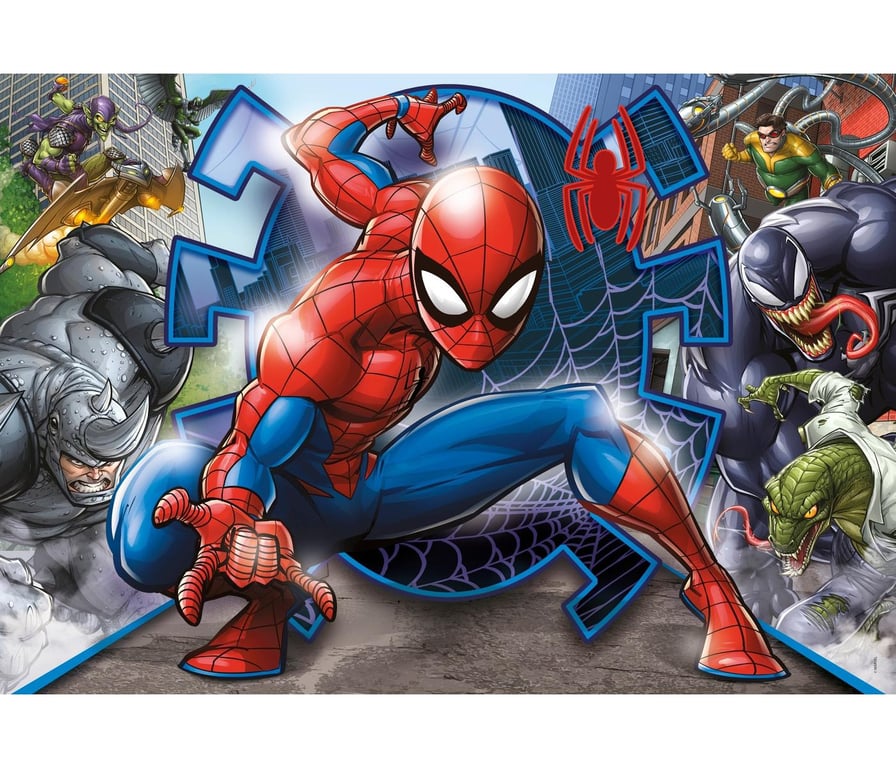 Clementoni | Puzzle Marvel Spider Man 104 Pièces pour Enfants + | Supercolor | Dimensions 37 9 x 26 9 cm | Éducatif Écologique | Jeu Observation Motricité Concentration | Jeu de Societé - vue 2