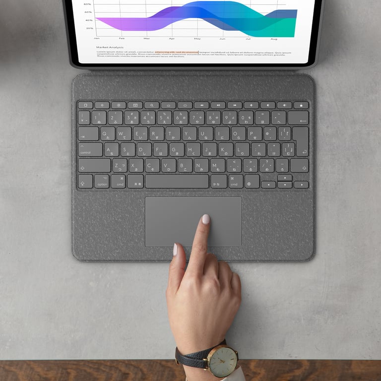 Clavier et étui Logitech Combo Touch Trackpad rétroéclairé QWERTZ Suisse oxford - vue 10