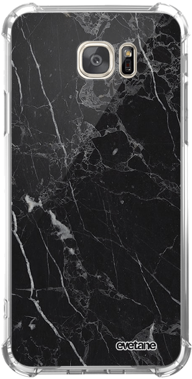 Evetane Coque Samsung Galaxy S7 anti-choc souple angles renforcés transparente Motif Marbre noir