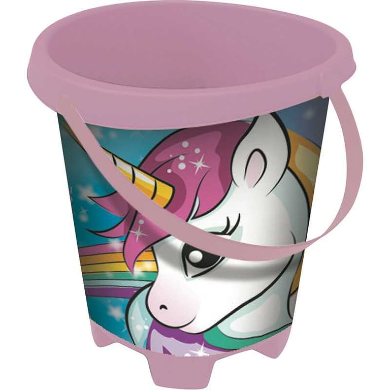 Mondo Seau de plage Unicorn 17 cm plastique imprimé poignée rose multicolore