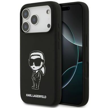 Karl Lagerfeld Silicone Karl Sketch & Logo Custodia MagSafe per iPhone 17 Pro nera