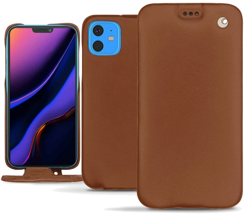Housse cuir Apple iPhone 11 - Rabat verticalMarron