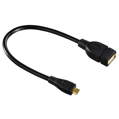 Câble d´adaptation USB 2.0 OTG, micro mâle - femelle A, noir, 0, 15 m