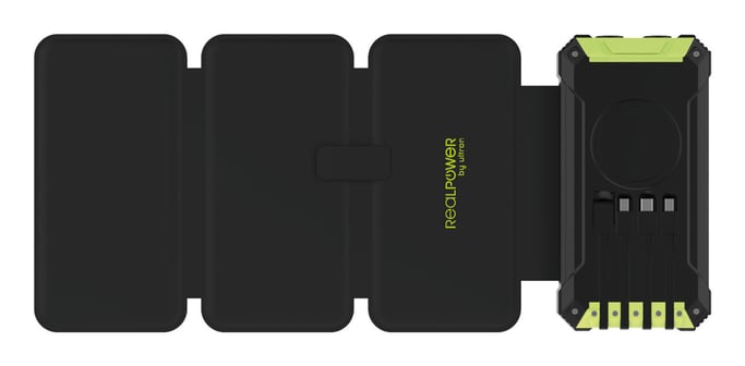 RealPower PB-20000 Solar 20000 mAh Cargador inalámbrico Negro, Verde