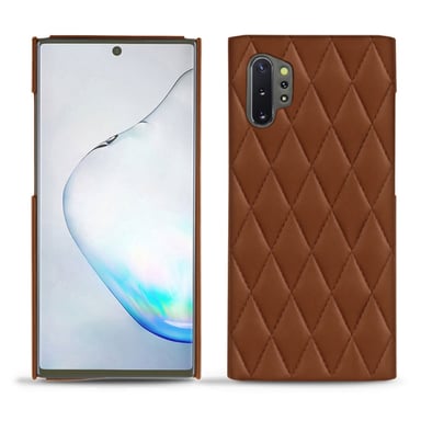 Coque cuir Samsung Galaxy Note10+ -  - Marron - Cuir lisse couture