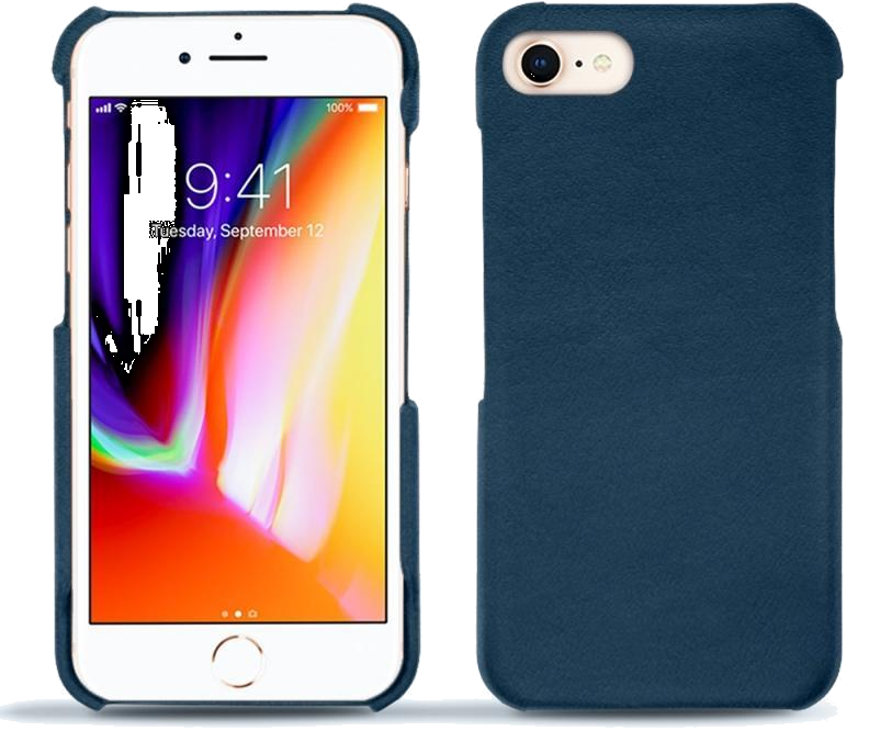 Coque cuir Apple iPhone 8 - Coque arrière - Bleu - Cuir lisse premium