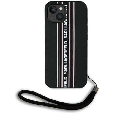 Custodia Karl Lagerfeld Saffiano Athleisure Stripes Cord per iPhone 15 nero