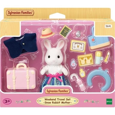 Figurine miniature - Maman Lapin neige et sa valise de weekend -