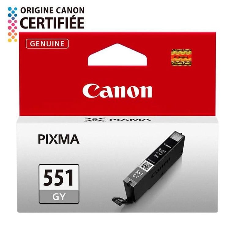 Cartouche d'encre pigmentée grise Canon CLI-551GY 7 ml pour PIXMA MG - Neuf