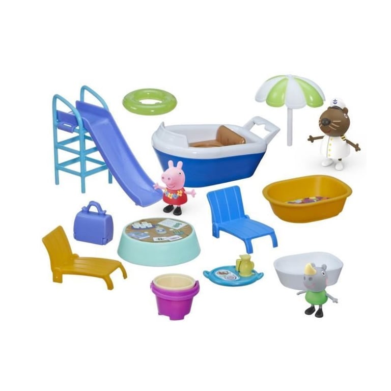 Peppa Pig, Le bateau de croisiere de Peppa, coffret de jeu avec 17 pieces, jouets préscolaires, des 3 ans - Neuf