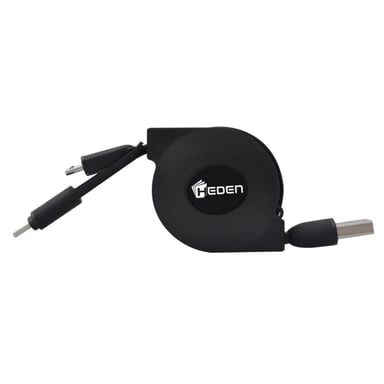 Cable de carga USB retráctil 2en1 1M, ligntening + micro usb