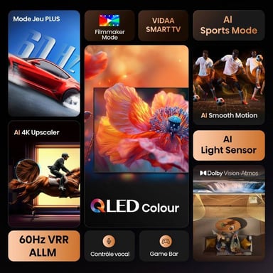 TV QLED Hisense 43E7S 43 pouces 4K UHD Smart TV VIDAA Noir