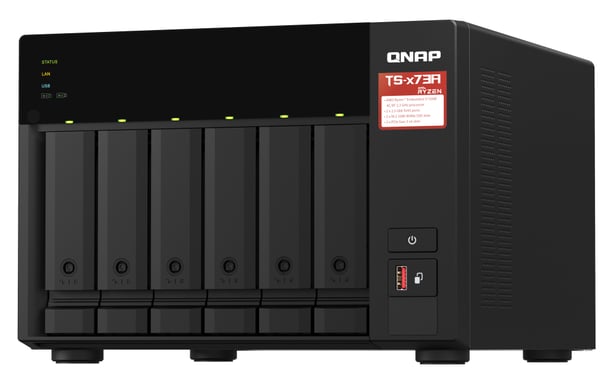QNAP TS-673A-SW5T servidor de almacenamiento NAS Torre Ryzen Embedded V1500B 8 GB DDR4 0 TB QNAP QTS Negro