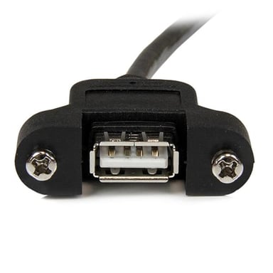 StarTech.com Cable de 91cm USB 2.0 para Montar Empotrar en Panel - Extensor Macho a Hembra USB A - Negro