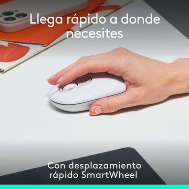 Logitech POP Mouse, ratón inalámbrico Bluetooth compacto y portátil con botones programables y clics discretos, tecnología Easy-Switch para alternar h