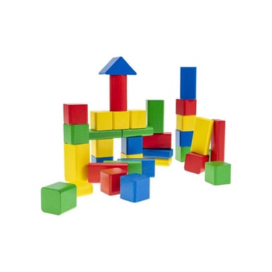 Jeu de construction HEROS Blocs en bois colorés 50 pièces FSC Noir, rouge, bleu