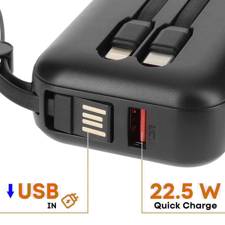 Batterie Externe 10000mAh + Câbles Lightning et USB C Compact Neuf - vue 2