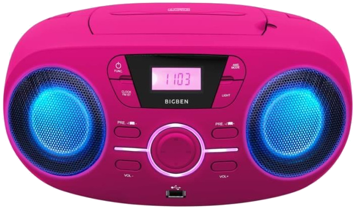 BIGBEN CD61RSUSB Lecteur Radio Cd Portable Usb Rose + Speakers Lumineux