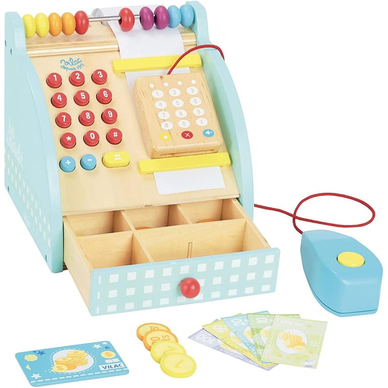 Vilac Caisse Enregistreuse en Bois avec Accessoires - Jeu de Marché