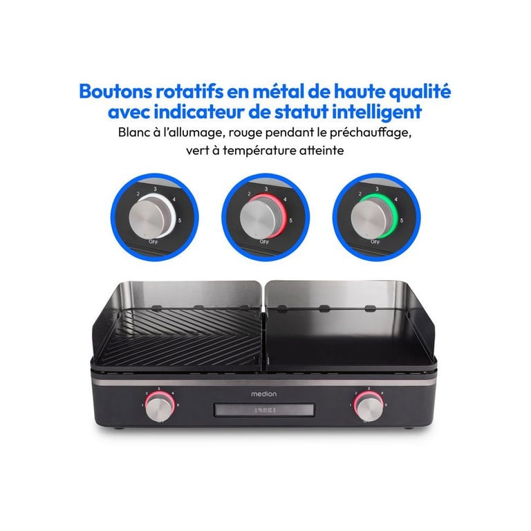 Plancha électrique MEDION MD12027 Double zones de cuisson 521 x 284 x 102cm - vue 4