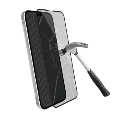 Protection d'écran antibactérienne en verre trempé ultra-résistant (100% de surface couverte) pour Apple iPhone 14 Pro, Noir