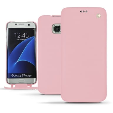 Funda de piel Samsung Galaxy S7 Edge - Solapa vertical - Rosa - Piel lisa