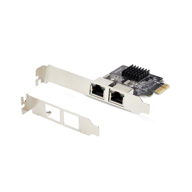StarTech.com Tarjeta de Red PCIe Gigabit de 2 Puertos, Tarjeta NIC PCI Express 10/100/1000Mbps, Doble Realtek RTL8111H, Funciona con Windows y Linux, Conforme TAA