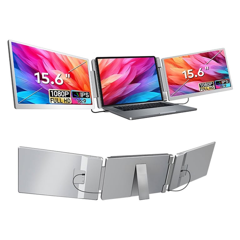 Ecran Portable FOPO S10 15.6 extension triple écran 1920x1080 FHD   Portable pour PC Portables  Rotation à 360° Grise - Neuf